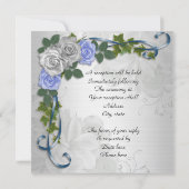 Blue Rose Hochzeit Einladung elegant (Rückseite)