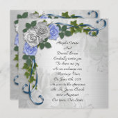 Blue Rose Hochzeit Einladung elegant (Vorne/Hinten)