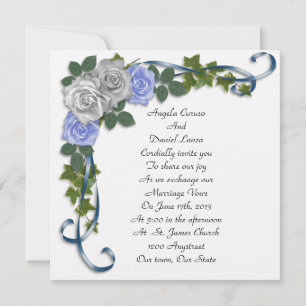 Blue Rose Hochzeit Einladung elegant