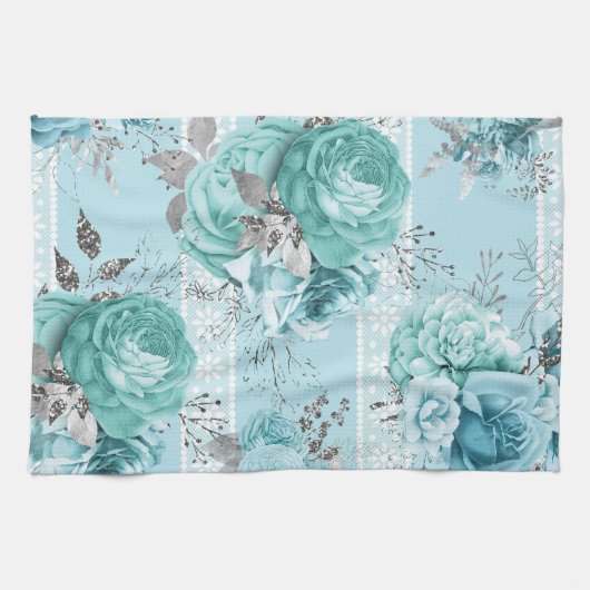 Blue Rose Lace Luxury Geschirrtuch (Horizontal)