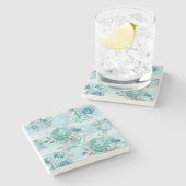 Blue Rose Lace Steinuntersetzer (Seitenansicht)