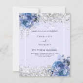 Blue Rose lavender silber 25. Hochzeit Einladung (Vorderseite)