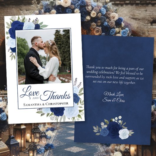 Blue Rose Liebe & Danke mit Hinweis Wedding Foto