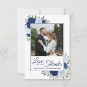 Blue Rose Liebe & Danke mit Hinweis Wedding Foto (Vorderseite)
