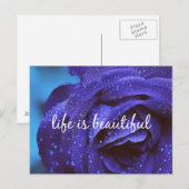 Blue Rose Life ist ein schönes Zitat Postkarte (Vorne/Hinten)