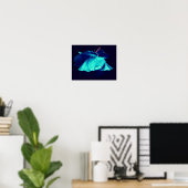 Blue Rose Lingering Raindrops Abstrakte Blume Kuns Poster (Heimbüro)