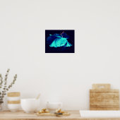 Blue Rose Lingering Raindrops Abstrakte Blume Kuns Poster (Küche)