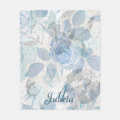 Blue Rose Luxus Monogram Fleecedecke (Vorderseite)