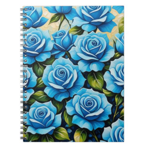 Blue Rose Mosaic Floral Spiral Notebook Notizblock