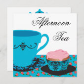 Blue Rose Nachmittagstee Einladung (Vorne/Hinten)