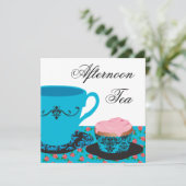 Blue Rose Nachmittagstee Einladung (Stehend Vorderseite)