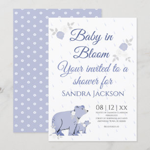 Blue Rose Niedlich Momma Bear Boy Babydusche Invit Einladung
