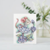 Blue Rose - Niedliche Maus Art Postkarte (Stehend Vorderseite)