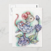 Blue Rose - Niedliche Maus Art Postkarte (Vorne/Hinten)