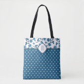 Blue Rose Polka Dot Monogram Tasche (Vorderseite)