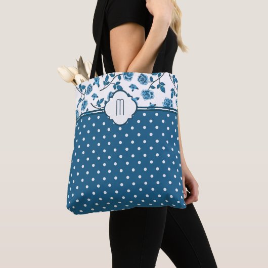 Blue Rose Polka Dot Monogram Tasche (Von Nahem)