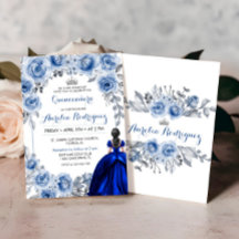 Blue Rose Quinceanera Einladung Quinceanera Card
