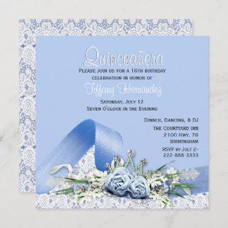 Blue Rose Quinceañera Geburtstagsfeier Einladung