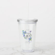 Blue Rose Ribbon 40th Birthday