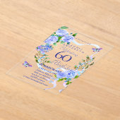 Blue Rose Ribbon 60th  Birthday Invitation Acryleinladungen (Ablage )