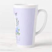 Blue Rose Ribbon Chic Monogram Lila Latte Tasse (Rechts)