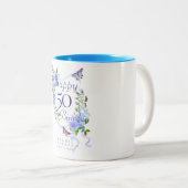 Blue Rose Ribbon Geburtstag Zweifarbige Tasse (VorderseiteRechts)