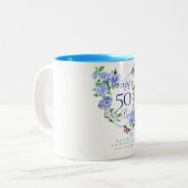 Blue Rose Ribbon Geburtstag Zweifarbige Tasse (Vorderseite Links)