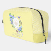 Blue Rose Ribbon Monogram Creme Druckknopfbeutel Waschbeutel (Rechte Ecke)