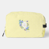 Blue Rose Ribbon Monogram Creme Druckknopfbeutel Waschbeutel (Rückseite)