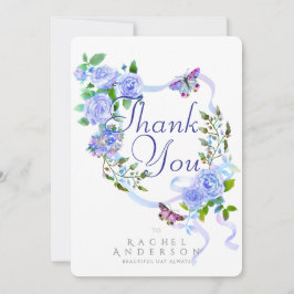 Blue Rose Ribbon Vielen Dank Feiertagskarte