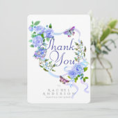 Blue Rose Ribbon Vielen Dank Feiertagskarte (Stehend Vorderseite)