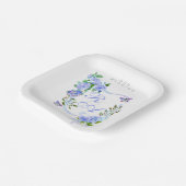 Blue Rose Ribbon Wedding Pappteller (Gewinkelt)