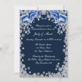 Blue Rose Schneeflocken Weihnachts-Probe Abendesse Einladung (Vorderseite)