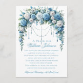 Blue Rose & Silver Cross Baptism Begleitkarte (Vorderseite)