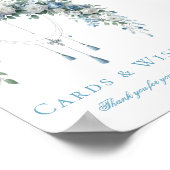 Blue Rose & Silver Cross Baptism Cards & Wishes  Poster (Ecke)