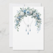 Blue Rose & Silver Cross Baptism Guest Book Einladung (Rückseite)