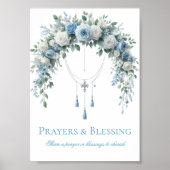 Blue Rose & Silver Cross Baptism Prayers Poster (Vorne)