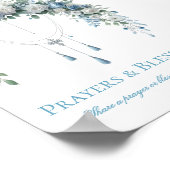 Blue Rose & Silver Cross Baptism Prayers Poster (Ecke)