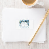 Blue Rose & Silver Cross Baptism Return Address Adressaufkleber (Insitu)