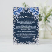 Blue Rose Snowflake Weihnachten Hochzeit Begleitkarte (Stehend Vorderseite)