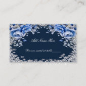 Blue Rose Snowflake Weihnachten Hochzeit Platzkarte (Vorderseite)