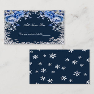 Blue Rose Snowflake Weihnachten Hochzeit Platzkarte