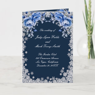 Blue Rose Snowflake Weihnachten Hochzeit Programm