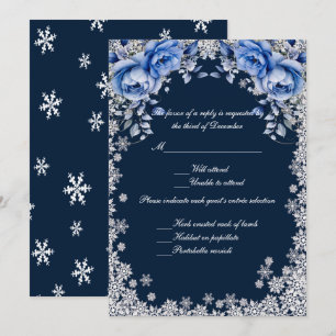 Blue Rose Snowflake Weihnachten Hochzeit Reaktion Einladung