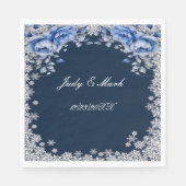 Blue Rose Snowflake Weihnachten Hochzeit Serviette (Vorderseite)