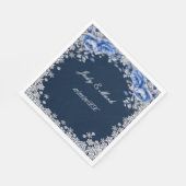 Blue Rose Snowflake Weihnachten Hochzeit Serviette (Ecke)