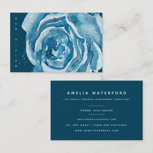 Blue Rose Sparkle Visitenkarte (Vorne/Hinten)