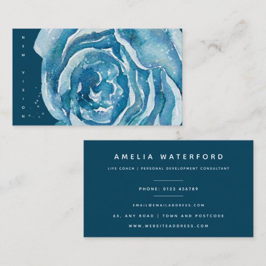 Blue Rose Sparkle Visitenkarte (Vorne/Hinten)