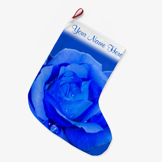 Blue Rose Strumpf Rose Weihnachten Strumpf Custom Großer Weihnachtsstrumpf (Vorderansicht (hängend))