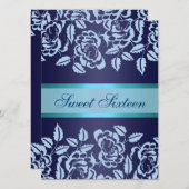 Blue Rose Sweet16 Birthday Einladung (Vorne/Hinten)